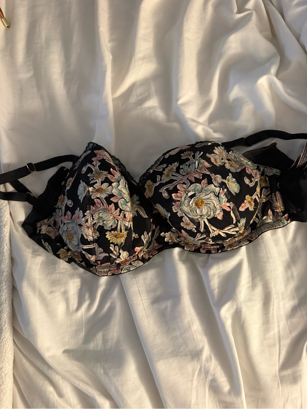 Victoria’s Secret Embroidered Floral Balconette Bra - Black/Multi